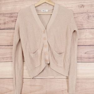 H&M LIGHT PINK LONG SLEEVE CARDIGAN SWEATER WOMENS SIZE 20